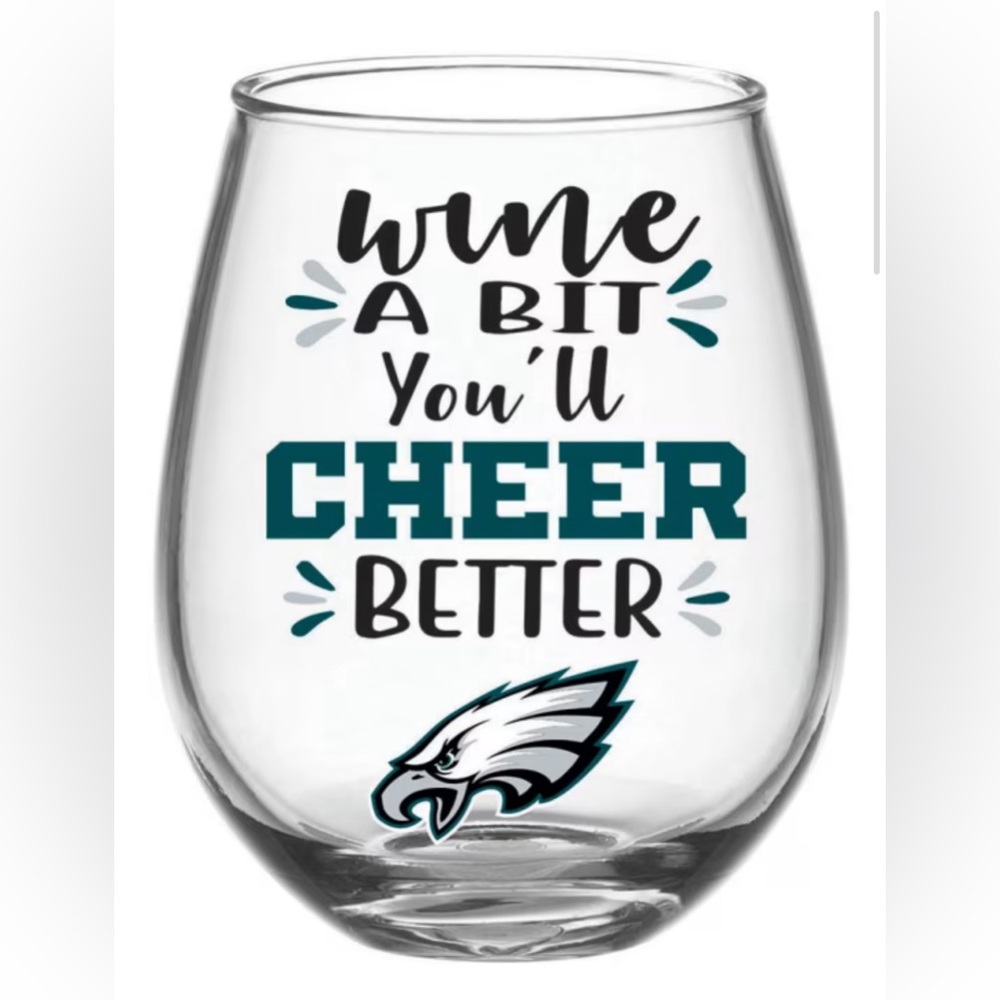 Eagles stemless wine glass. New in box.